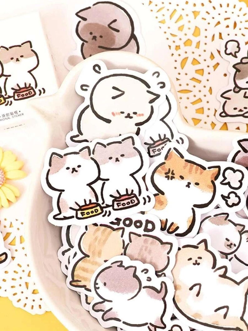 Cute Cat Sticker Pack Cute Sticker Pack Cat Animal - Etsy