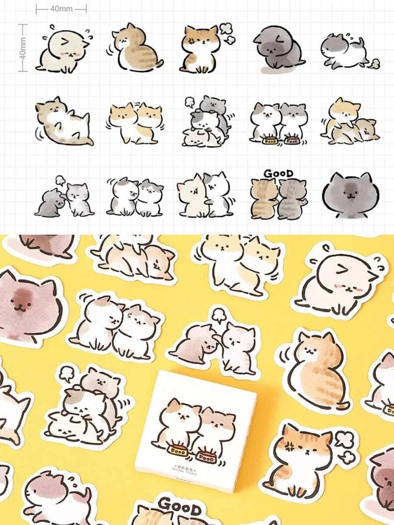 Cute Cat Sticker Pack Cute Sticker Pack Cat Animal - Etsy