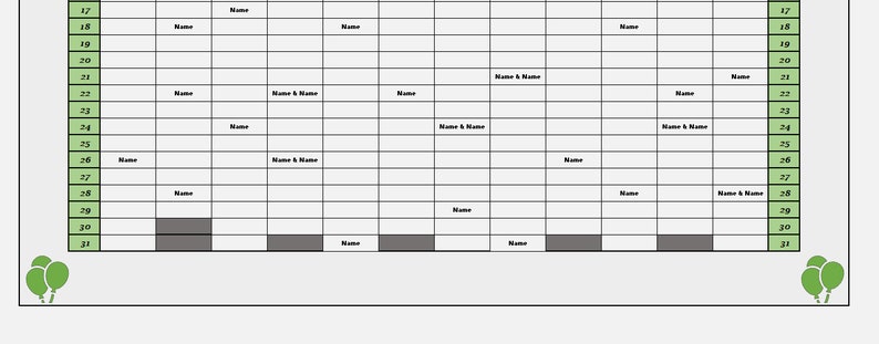 Birthday Calendar Excel Sheet - Etsy