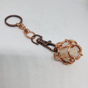 Emergency D20 Copper Keychain w/choice of die color