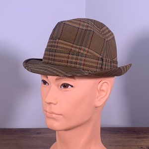 VINTAGE FAILSWORTH HAT - Vintage English Failsworth Checked Pork Pie or Trilby / Fedora style Hat