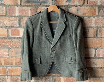 Navy/Grey Tweed Crail style Scottish Kilt Jacket & Vest Scottish Made SALE £159 
