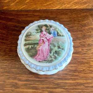 COALPORT PIN DISH - 1950s or 1960s Coalport Pin Dish with Romantic Scene