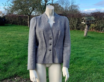 LADIES TWEED JACKET / Classic High Quality Scottish "House of Bruar" Ladies Herringbone Tweed Jacket - Size 12