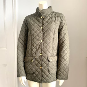 LADIES QUILTED JACKET / Green Country Classic Quilted Jacket / Vintage British Barbour Style Jacket Size 14