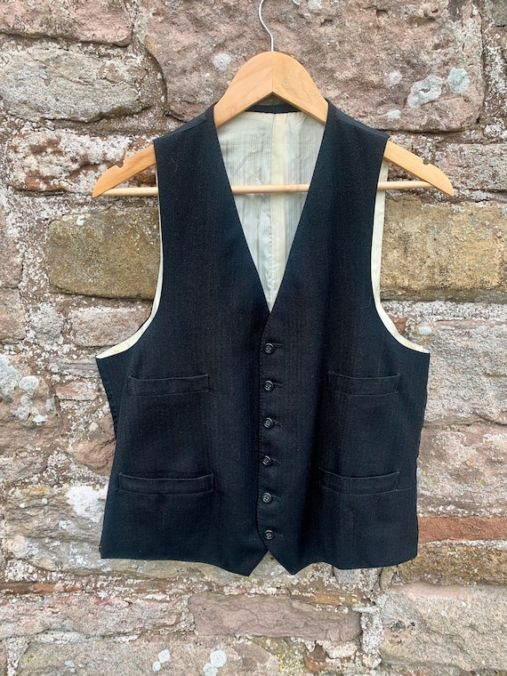 1920〜40's vintage solide wool vest BK 1940s Wool Vest - Etsy