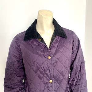 LADIES BARBOUR JACKET - A Retro Purple Country quilted  Barbour Jacket - Size 8