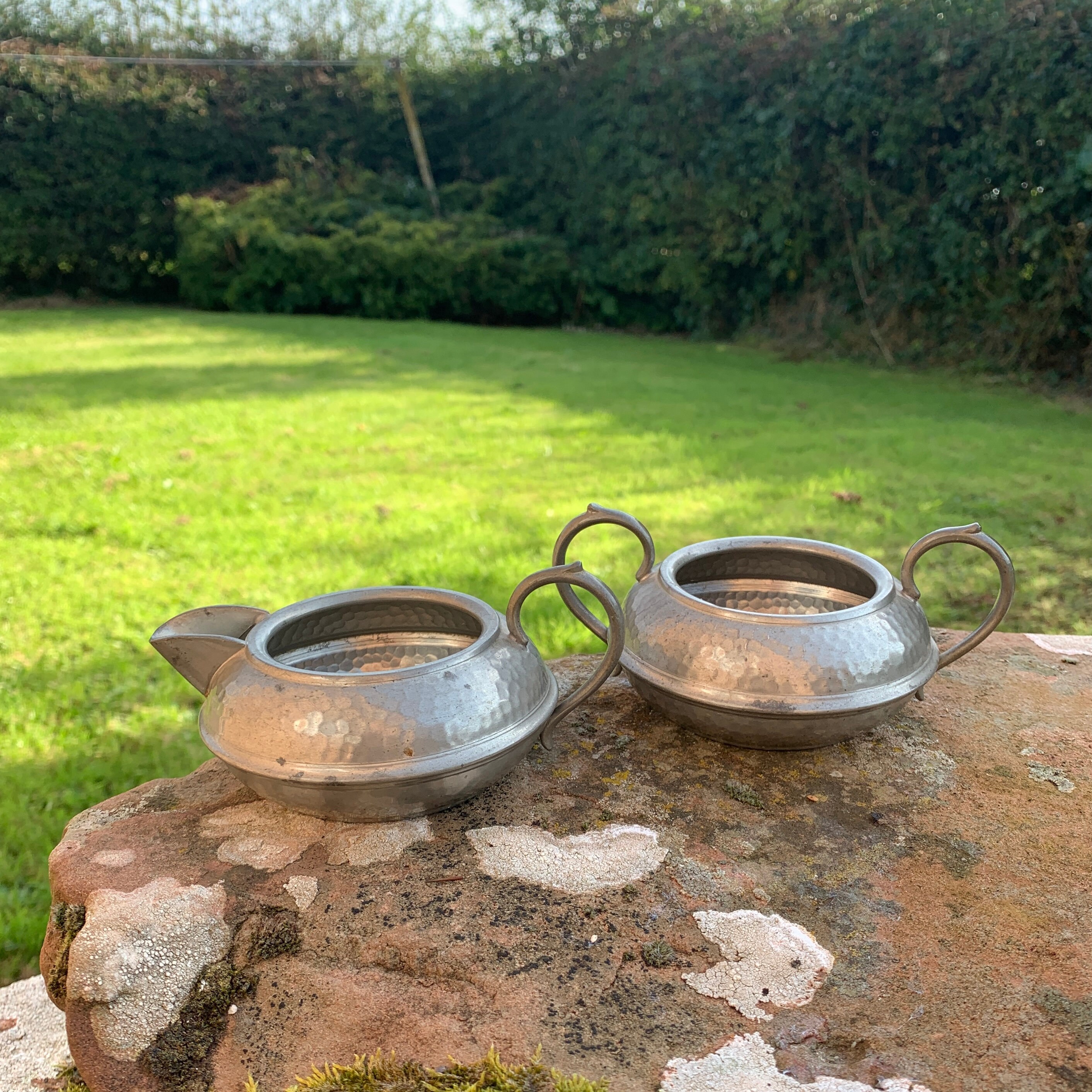 Liberty of London Style Vintage Pewter Milk / Creamer and sugar bowl made in England by ARGENT pattern No 3180