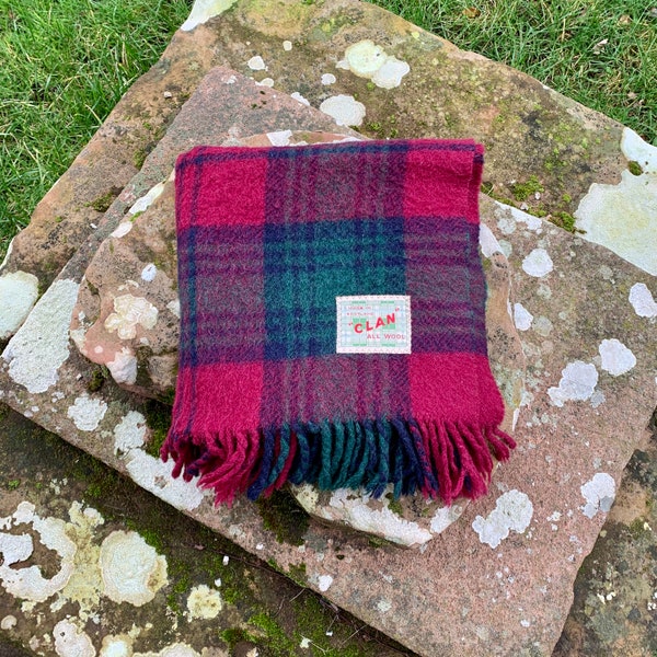 Vintage Scottish Woollen Tartan Blanket