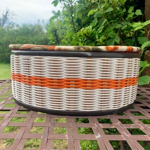 70s SEWING BASKET - Vintage Wicker Sewing Basket circa 1970s very Retro 70s