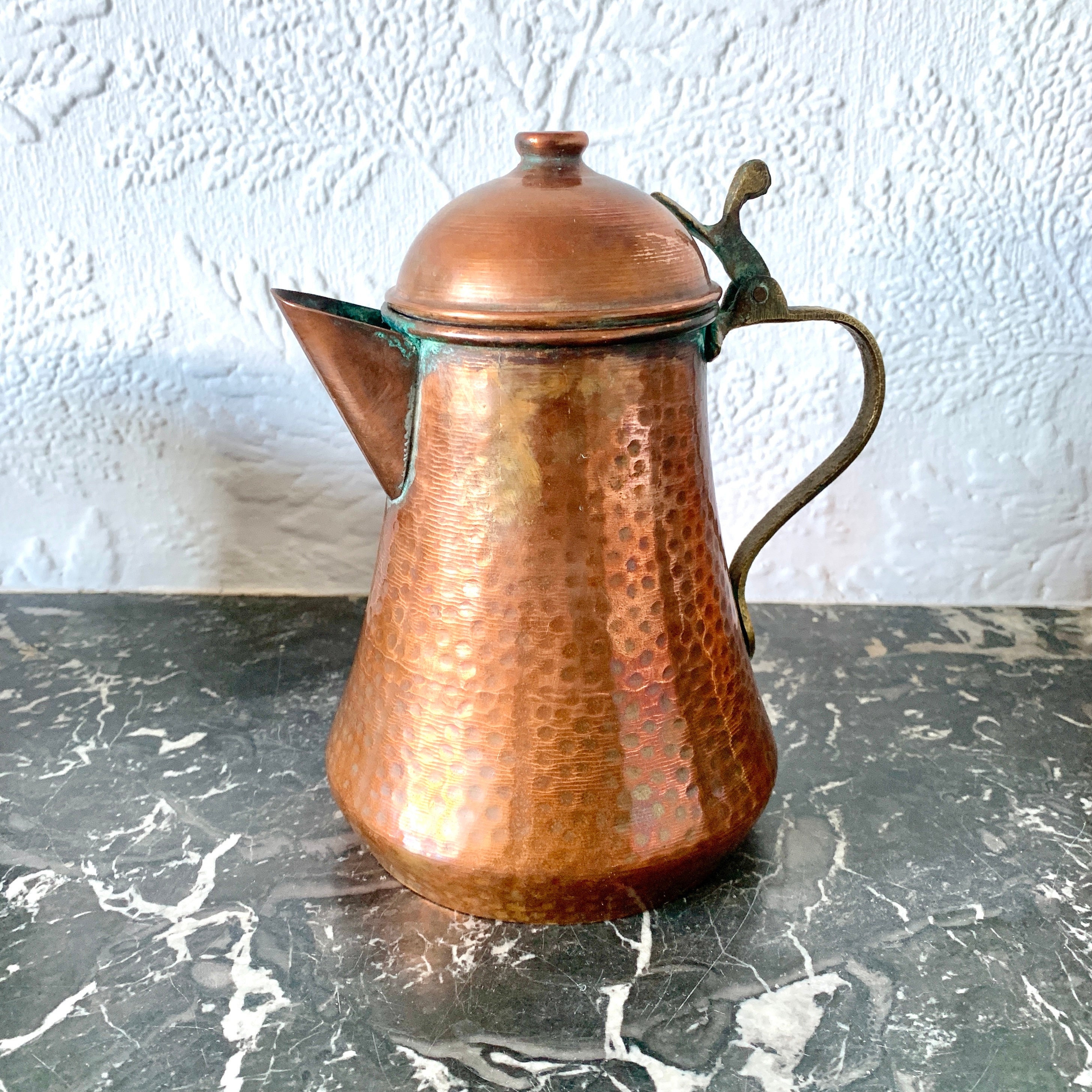 Copper & Brass Antique Hammered Farmhouse Coffee Pot