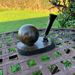 Retro 1950s or 1960s style Desktop Pen Holder - Marble base and Decorative Ball