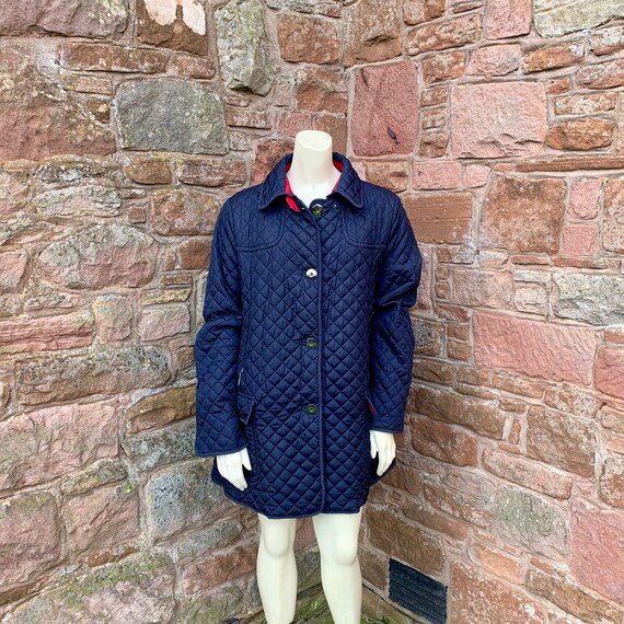 LADIES QUILTED Country Jacket / A Retro Navy Blue… - image 2
