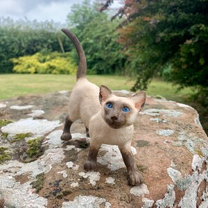 Vintage Katzenfigur mit schönen blauen Augen perfektes Geschenk für Cat Feline Lover