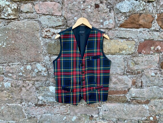 Retro tartan wool vest