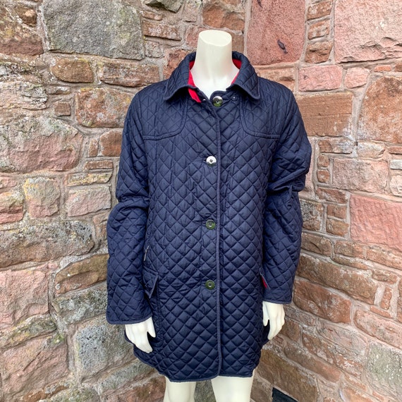 LADIES QUILTED Country Jacket / A Retro Navy Blue… - image 1