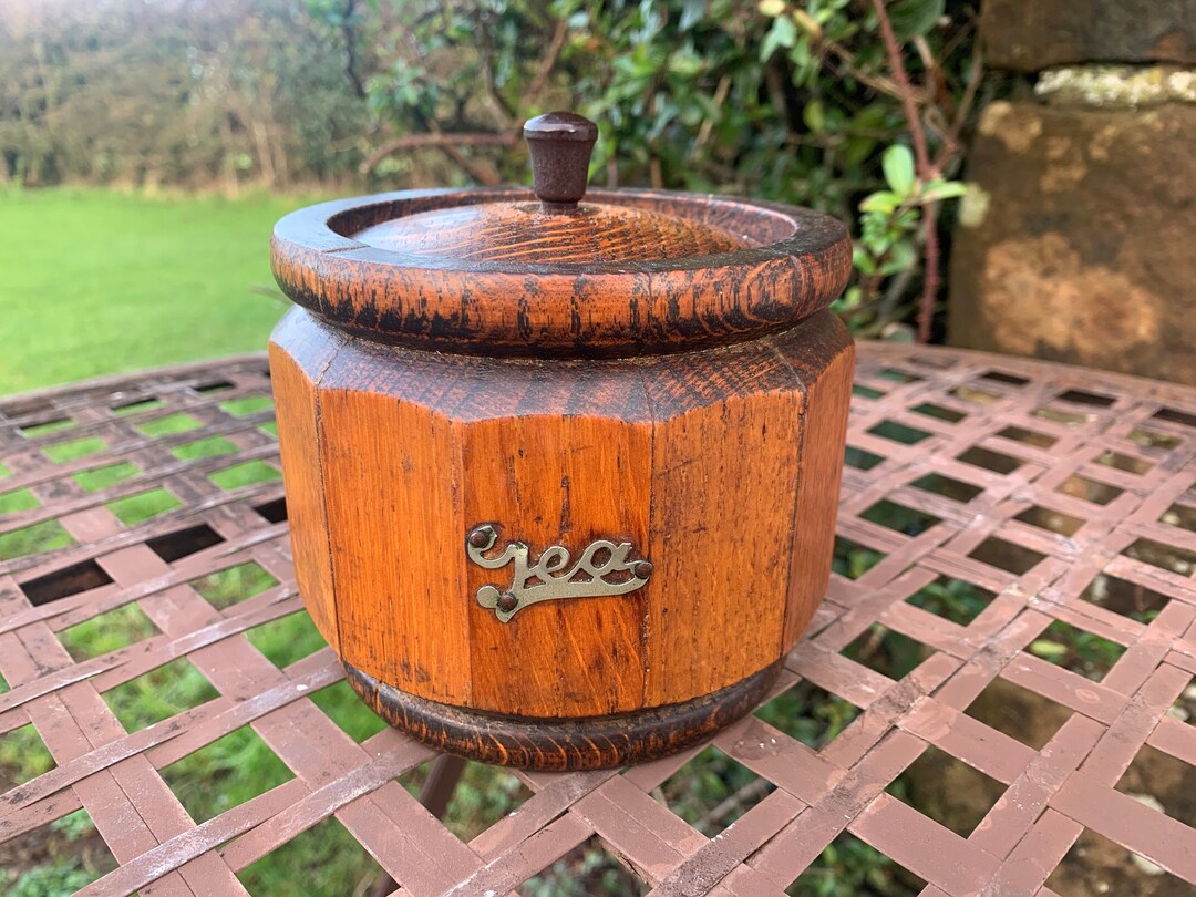 Vintage English Oak Tea Caddy With Original Tin Liner and Etsy
