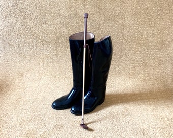 HORSE RIDING Boots & Crop  - Aigle Coupe Saumur Cree Pour Aigle, Vintage Tall Horseback Riding Boots and Ibroflex riding crop