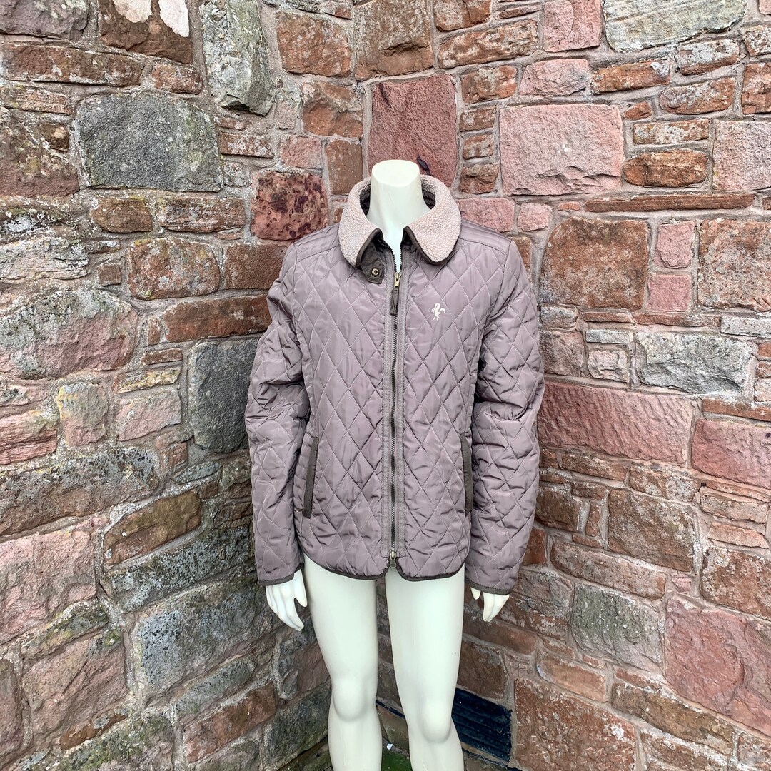 LADIES EQUESTRIAN JACKET A Retro British Mushroom Quilted and Fleece