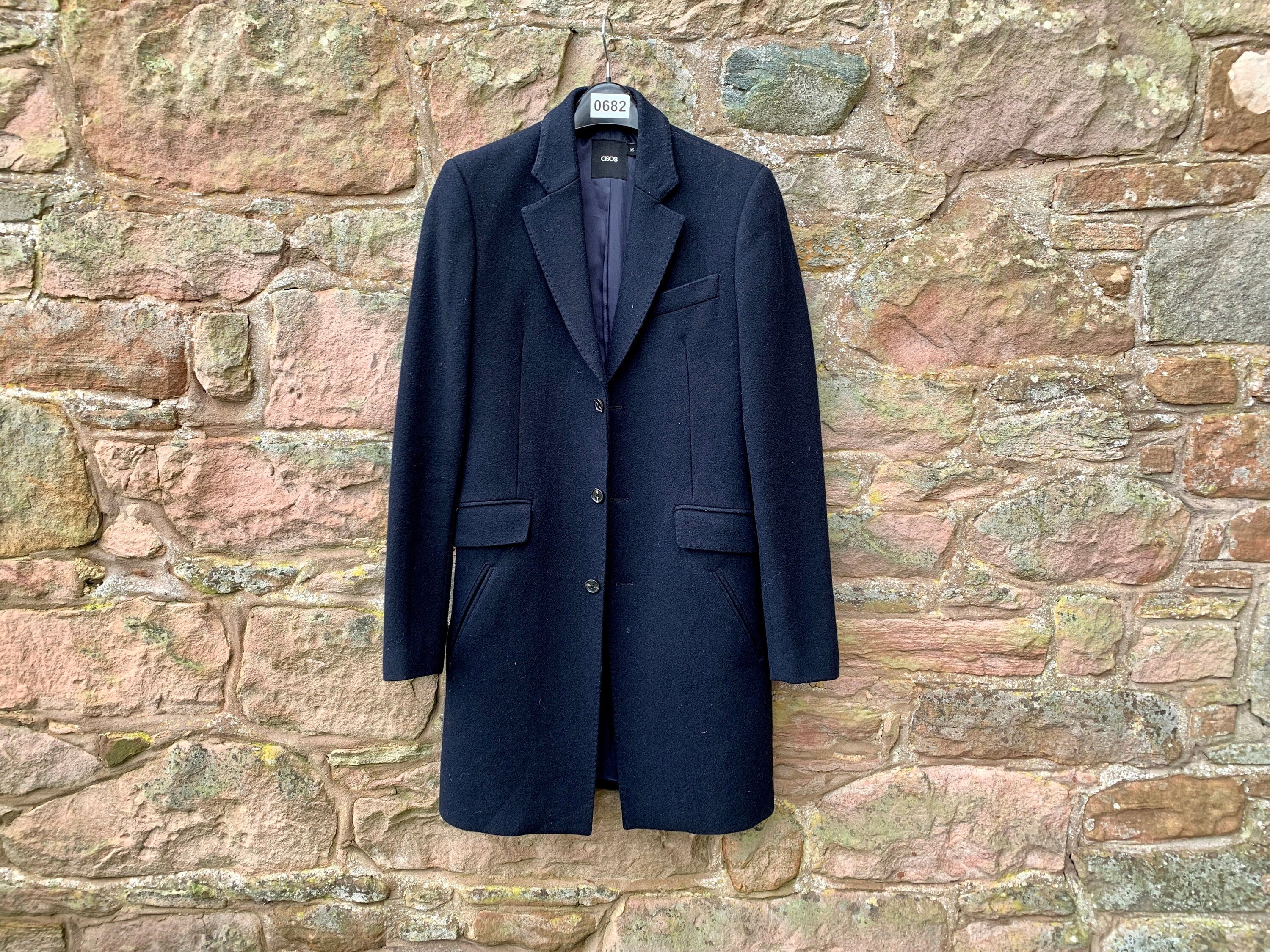 Navy Blue 3/4 Length Navy Mod Overcoat Crombie Style