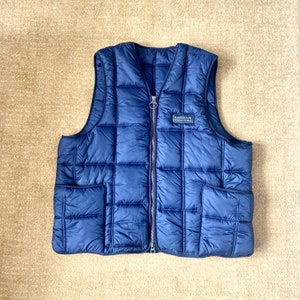 BARBOUR GILET - Vintage Unisex blauwe Barbour International gewatteerde gilet - groot formaat