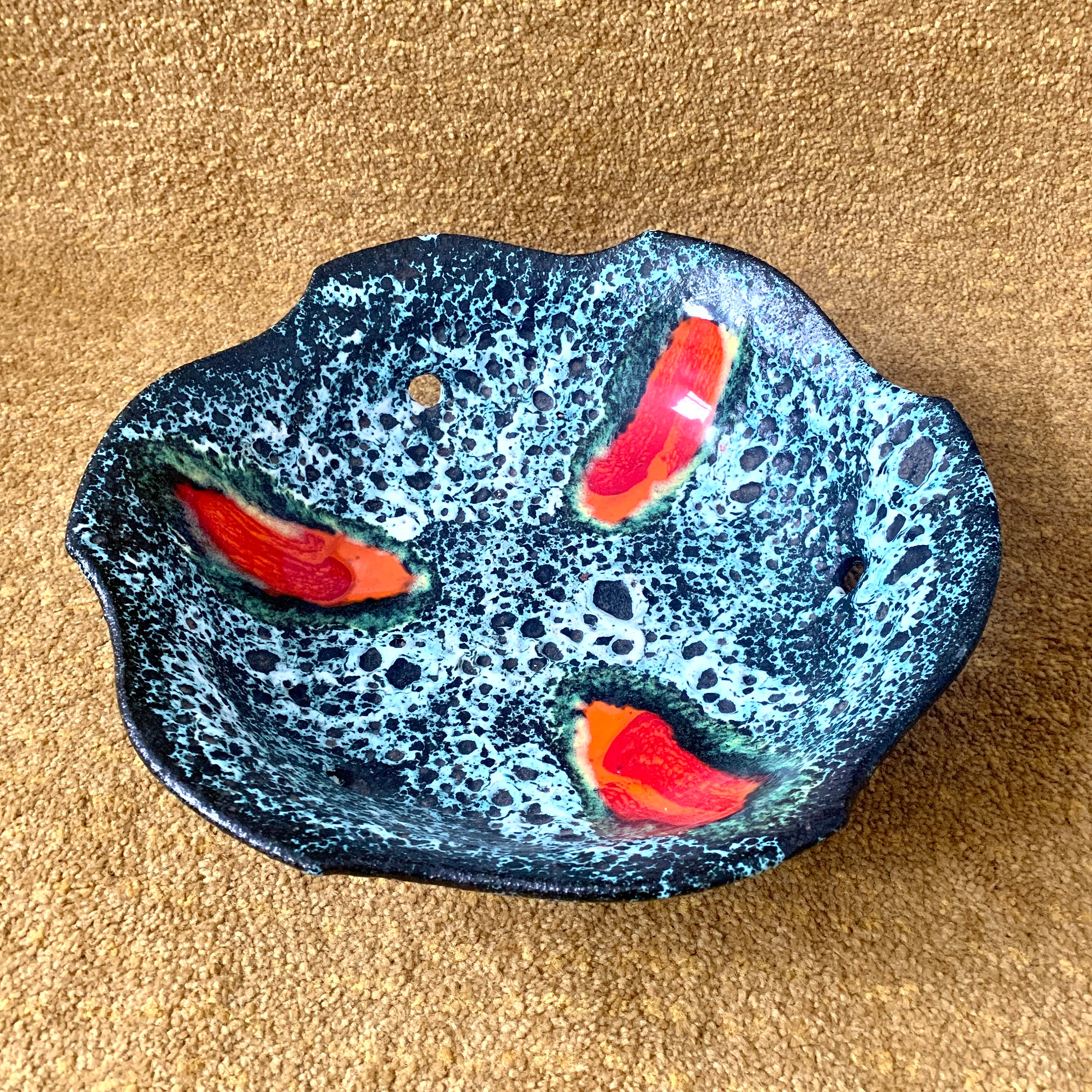 FRENCH STUDIO POTTERY Stunning Vintage French Mid Century Art Pottery in the form of Lava Glaze Volcanic Eruption Bowl circa 1960's / 1970's