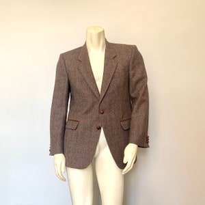 JAEGER HACKING JACKET -  Vintage 100% Wool two button herringbone hacking or Sports Jacket by Jaeger