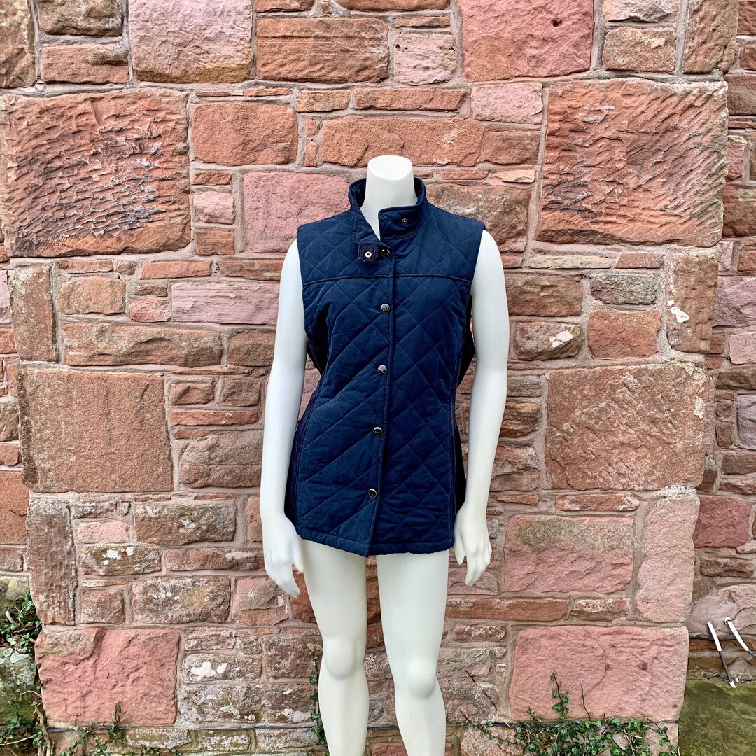 LADIES EQUESTRIAN GILET / Retro Ladies Blue Quilted Equestrian Style