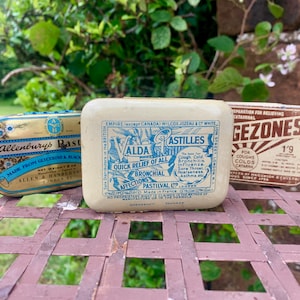 Rare Vintage Collectible Trio of Vintage Pastille Tins including Valda Pastilles, Meggezones and Allenburys Pastille