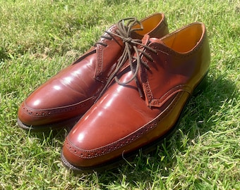 HANDMADE ENGLISH SHOES / Classic Grenson Vintage Shoes circa 60s 70s Handmade Tan Light Brown English Gents Shoes