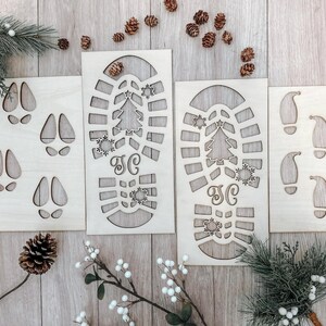 Stencil natalizi in legno per orme di Babbo Natale ed Elfo - Samurai's Cut