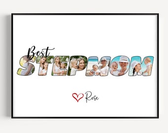 Customized Stepmom's Gift Collage, Stepmom Photo Collage, Gift For Dad, Personalized Gift for Stepmom, Printable Mother's Day Photo Collage