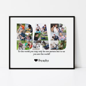 Daddy Photo Collage Custom Gift Ideas for Dad, Fathers Day Gift, Personalized Daddy Birthday Present, Dad Print Digital Printed Canvas Sign