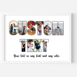 Collage di foto con nome personalizzato, collage di foto con parole personalizzate, collage di lettere personalizzate, collage di foto con testo, collage di foto regalo, arte con parole