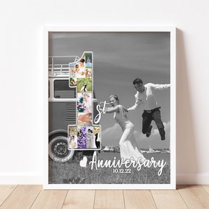 Collage de fotos personalizado para el primer aniversario, regalo para el primer aniversario, regalo para el esposo, collage del número uno, collage de fotos personalizado.