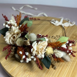 Autumn Dried Flower Crown: Rustic Boho Bridal Hair Wreath