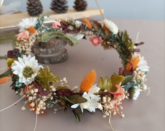 Dried Flower Crown, Rustic Hair Wreath, Boho Wedding Crown, Buttercup Bridal Flower, Baby's Breath Flower Crown , Bridesmaids Accessory