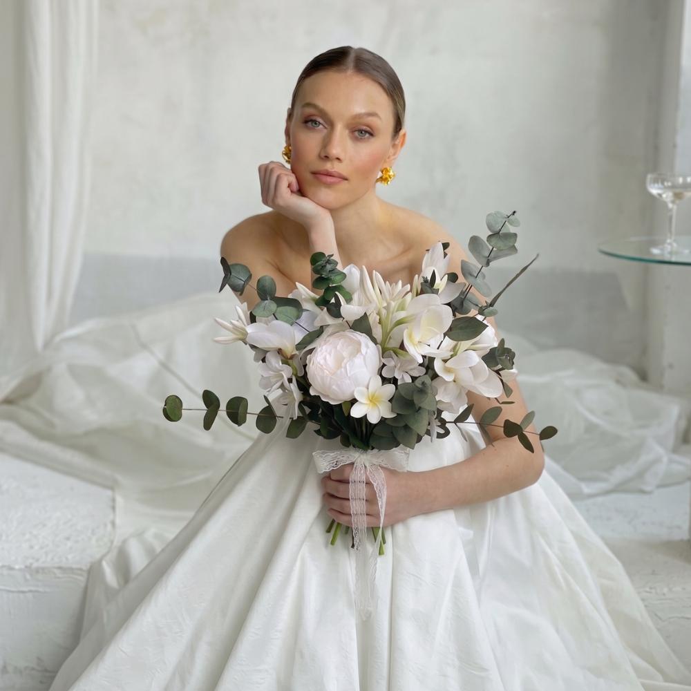 White Peony Eucalyptus Bouquet