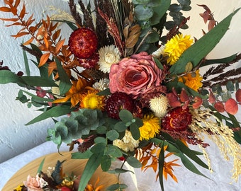 驚きの値段 Dried Rustic Flowers Bouquet Flowers Color Warm Bouquet, フラワー・リース