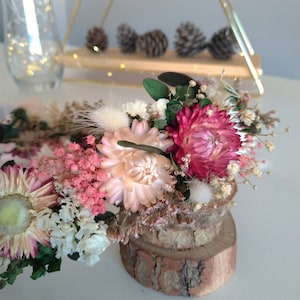 Dried Flower Crown: Blush Pink Boho Wedding Hair Wreath