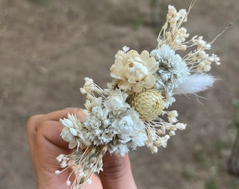 White Dried Flower Hair Clips Pin: Rustic Wedding Accessory