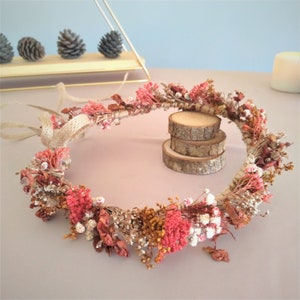 Dried Flower Crown: Boho Wedding Hair Wreath, Baby&#39;s Breath Floral Crown