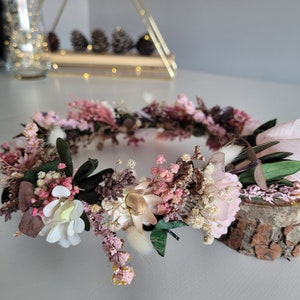 Blush Pink Dried Flower Crown, Hair Wreath, Boho&Rustic Wedding Crown, Child Crown, Buttercup Bridal Flower, Bridesmaids Hair Piece