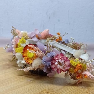 Soft Colors Dried Flower Crown: Rustic Boho Wedding Hair Wreath