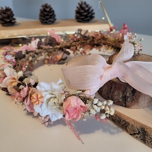 Soft Pink Flower Crown, Wedding Hair Wreath, Boho&Rustic Crown, Girl Child Pink Crown, Buttercup Bridal Flower, Bridesmaids Hair Piece Gift image 5