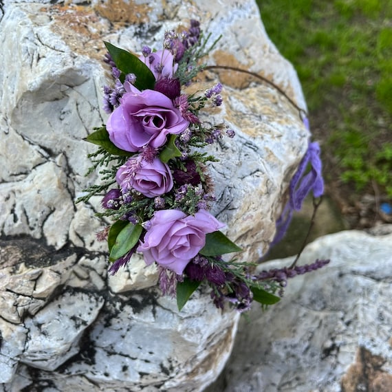 Lilac Flower Crown: Purple Rustic Boho Hair Wreath for Bride and Bridesmaid
