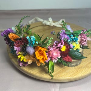 Corona di fiori secchi colorati, fiori da regalo per matrimonio, accessorio per capelli da sposa, corona per capelli rustica e boho, corona per damigelle d'onore, forcina per capelli da matrimonio boho