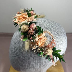 Floral Hair Crown: Dried Flower Wedding Headband, Rustic Boho Bridal