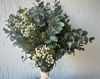 Eucalyptus Bridal Bouquet , Baby's Breath Flowers Bouquets, Rustic Wedding, Bridesmaid Flowers, Boho Bouquet, Green Bride Flowers