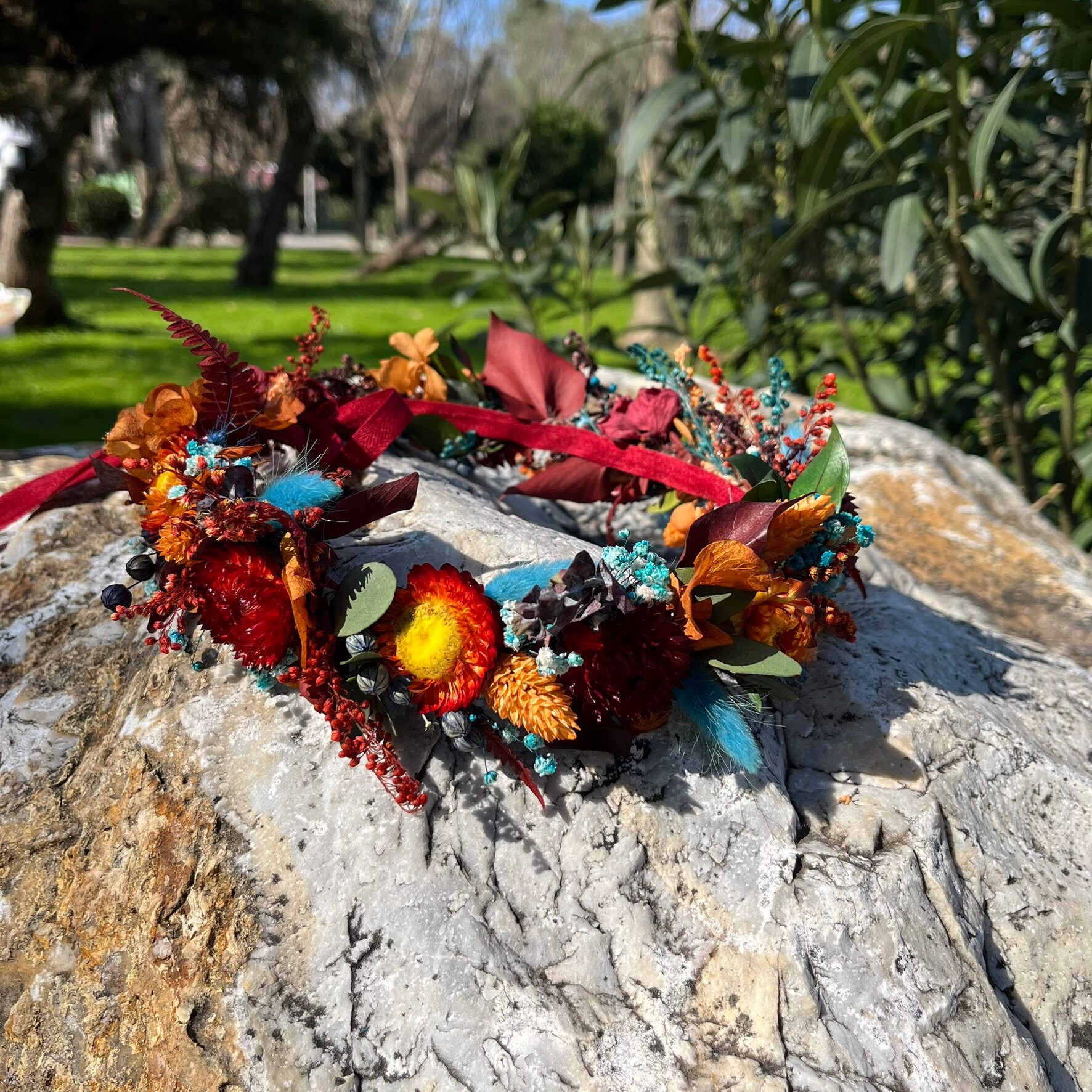 Stunning Handmade Red & Blue Flower Crown Red and Blue Flower Crown - Etsy main image 2